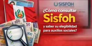 Bandeira e moeda peruana com lupa e checklist SISFOH