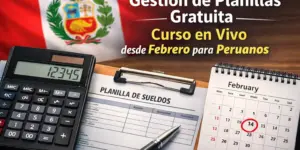 Calculadora com '12345', planilla de sueldos e bandeira do Peru