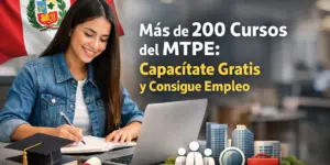 Mulher brasileira estudando com laptop e diploma em fundo peruano