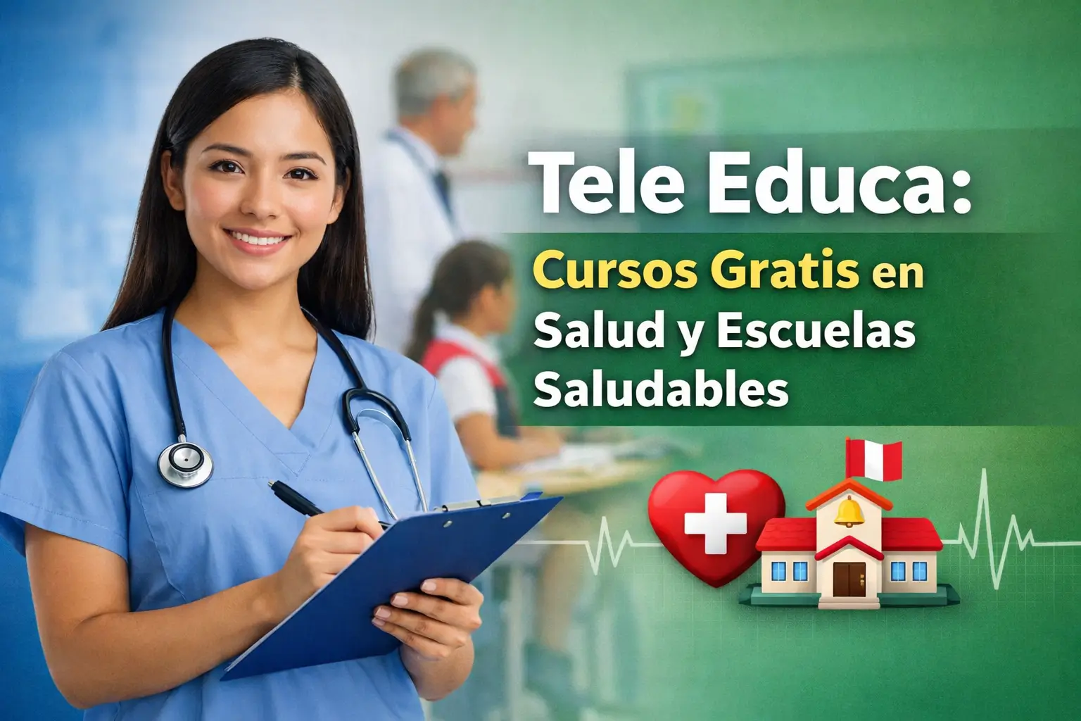 Mulher em trajes médicos segurando prancheta - Tele Educa 2026