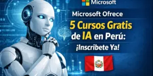 Robô futurista com oferta de cursos de IA no Peru