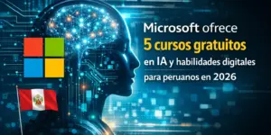 Perfil humano digital com IA e cursos gratuitos Microsoft 2026