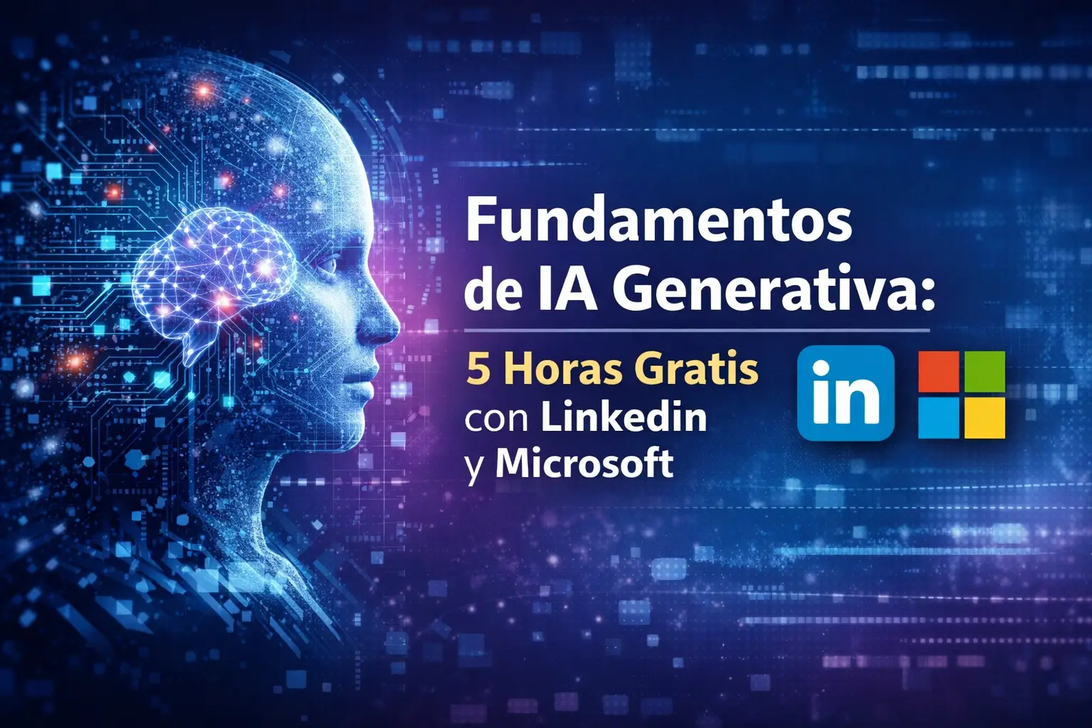 Cabeça humana digital com tema de IA Generativa