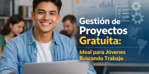 Jovem aprendendo finanças com laptop e colegas ao fundo