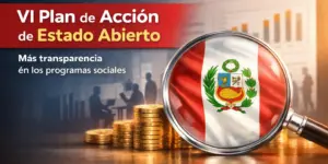 Campanha VI Plan de Acción de Estado no Peru, com lupa e bandeira